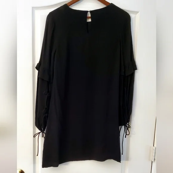 Sugar Lips Black lined long sleeve Tunic Dress with ties on sleeves S - Picture 4 of 8